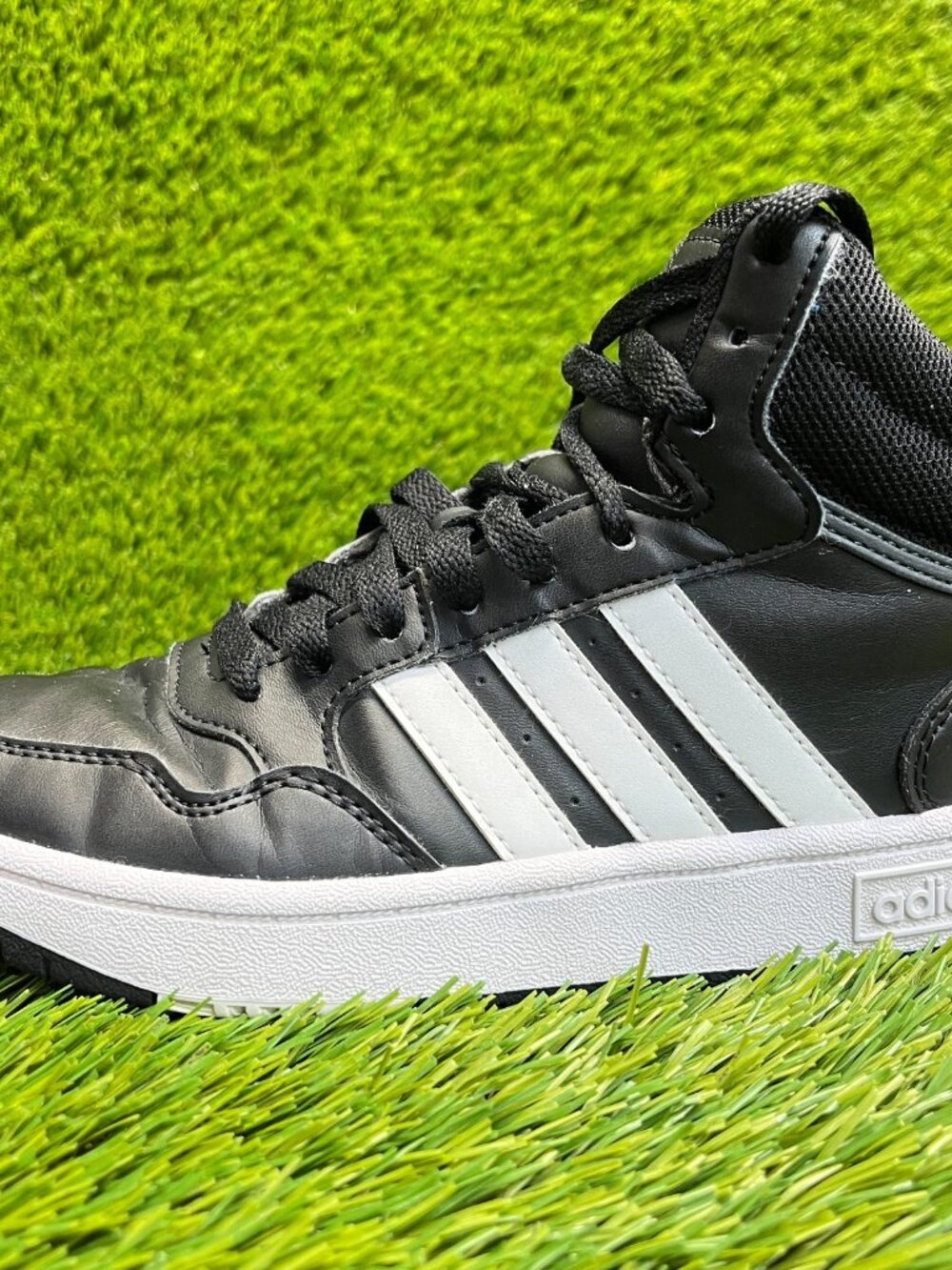 Adidas Hoops Mid 3.0 Boys Size 3Y Black White Athletic Basketball Shoes Sneakers - Picture 3 of 10